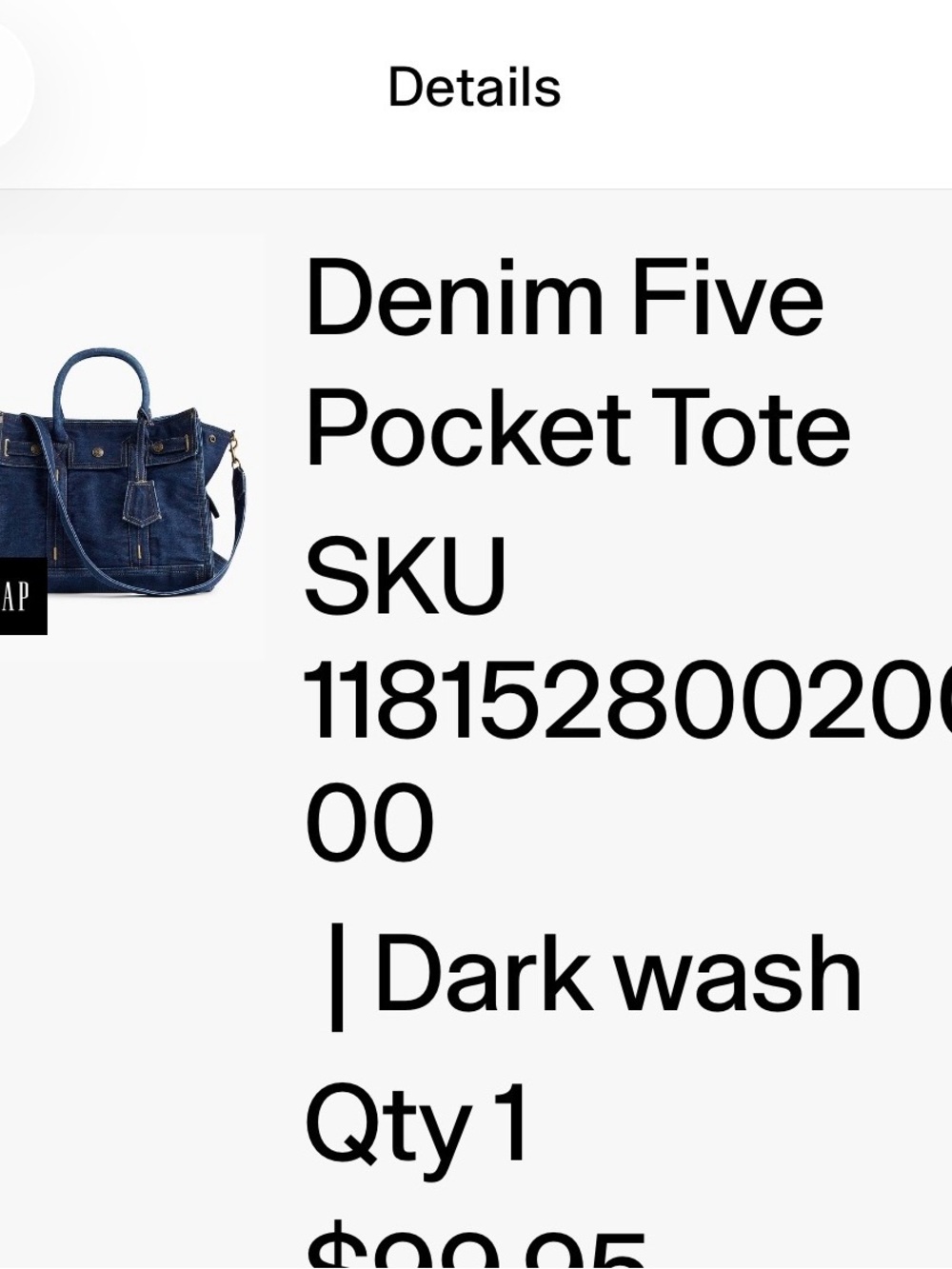 GAP Denim Five Pocket tote - dark wash - Picture 4 of 4
